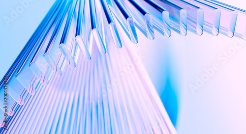 Foto Abstract 3D Render Glass Sheets Geometric Pattern Blue Pink Gradient Modern Digi