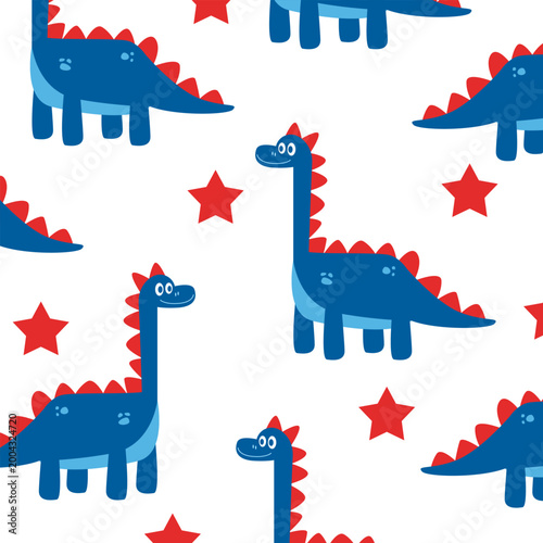 brontosaurus dinosaur seamless pattern vector cartoon design for kids apparel