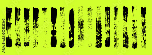 Grunge neon brush strokes, lines, ink smudges, hand-drawn scribble shapes. Handmade sketchy marks, stains, charcoal streaks. Paint textures, dry brush effect. Marker underline. Vector illustration