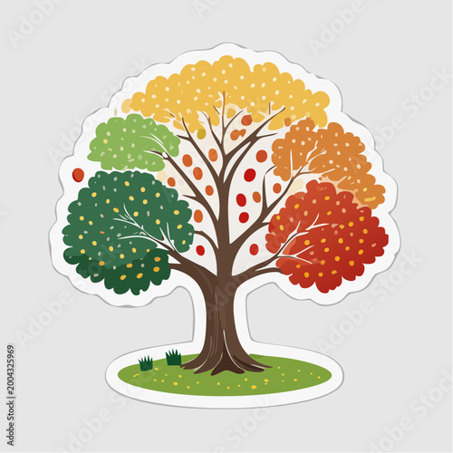 Stylized Tree Showing Four Seasons