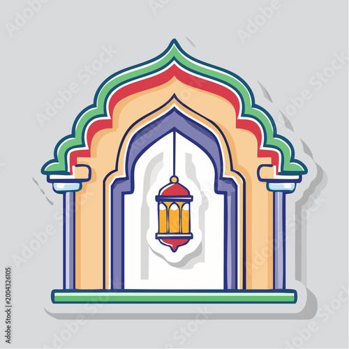 Islamic Archway with Hanging Lantern
