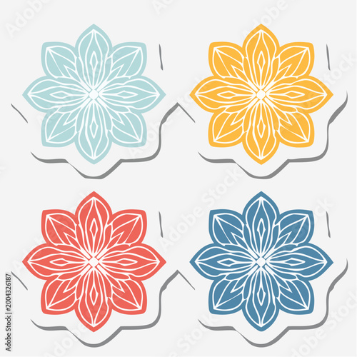 Four Colorful Floral Stickers