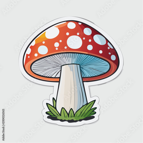Cartoon Amanita Muscaria Mushroom Sticker