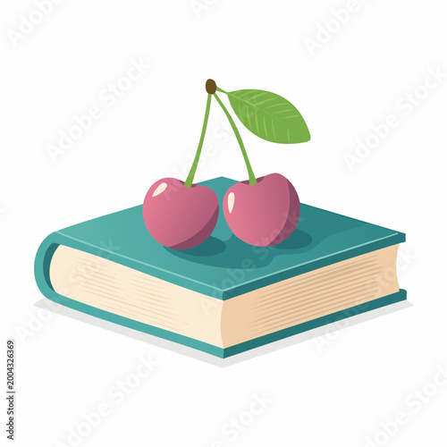 Book with Cherries Illustration