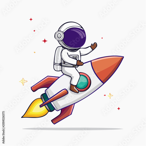 Astronaut Riding a Rocket Ship