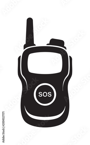 Personal locator beacon device for emergency SOS signal, isolated on a white background