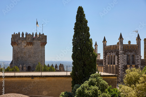 Almodóvar del río castle architecture detail in bright sunlight
