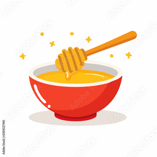 Honey Bowl with Wooden Dipper
