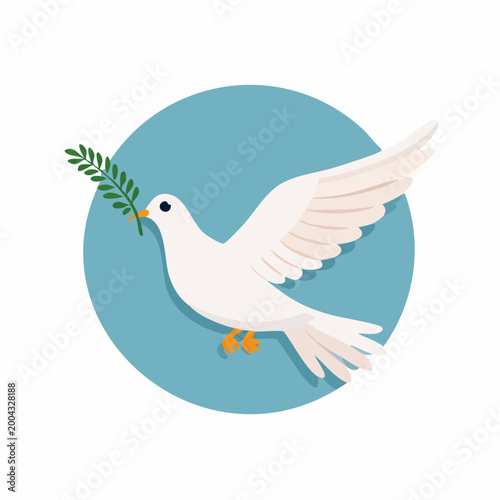 White Dove with Olive Branch