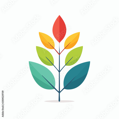 Stylized Plant with Colorful Leaves