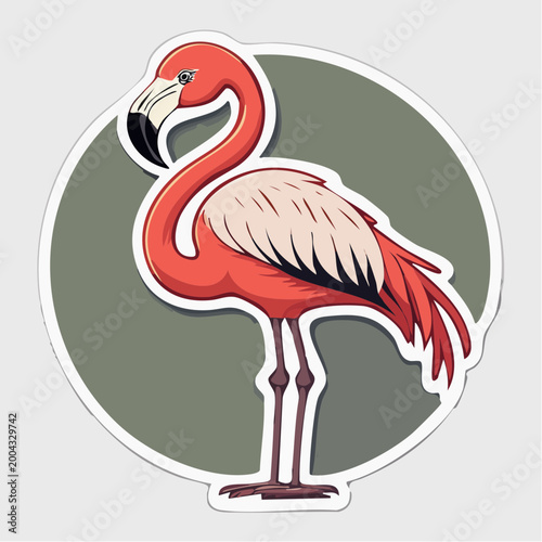 Stylized Illustration of a Pink Flamingo