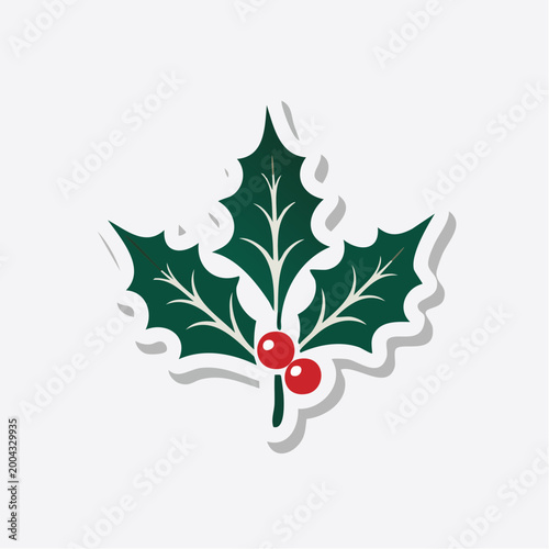 Holly leaf with red berries icon