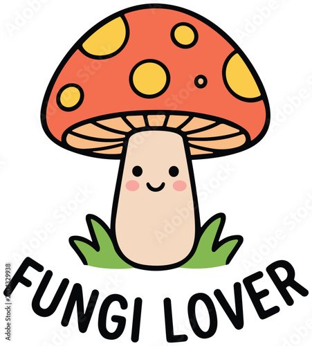 cute cartoon doodle fungi lover spring funny quote.