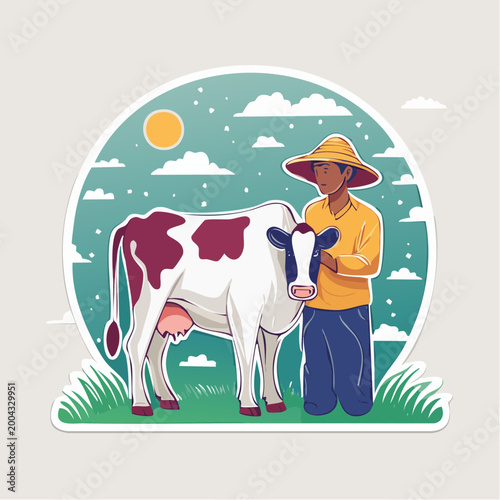 Farmer with Cow