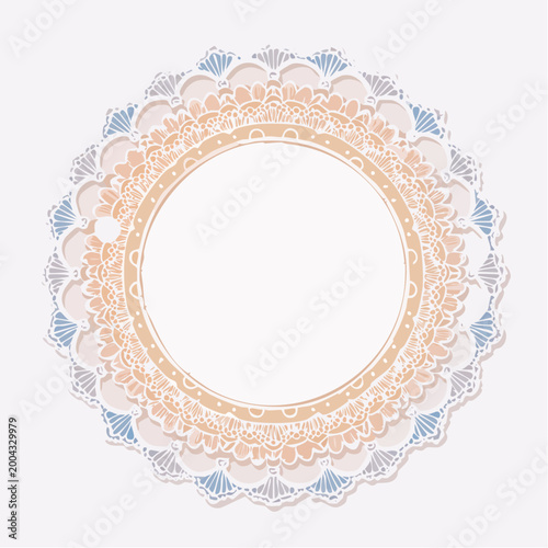 Decorative Mandala Frame with Pastel Colors