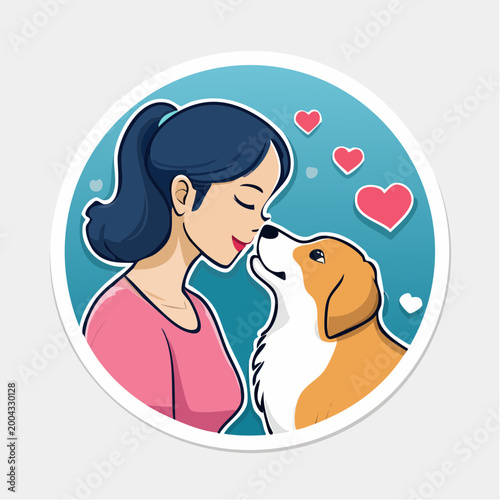 Woman and Dog Affectionate Moment