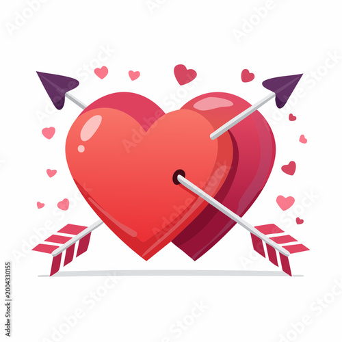 Two Hearts Pierced by Arrows with Small Hearts
