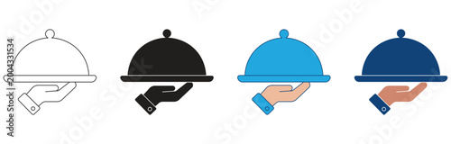 Restaurant Tray icon Set Multiple Style Collection. Vector illustration.