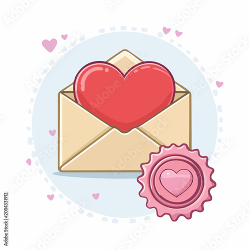 Love Letter with Heart and Wax Seal