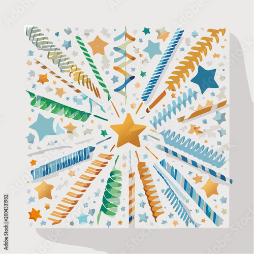 Explosion of Confetti and Stars