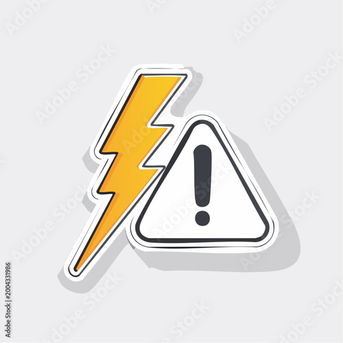 Danger Warning Sign with Lightning Bolt and Exclamation Mark