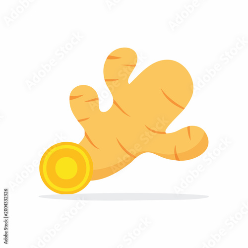 Cartoon Ginger Root with a Coin