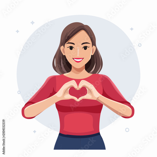 Woman Making Heart Shape with Hands