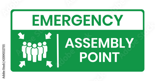 Emergency assembly point sign. Assembly point sign symbol vector illustration isolated on white background.