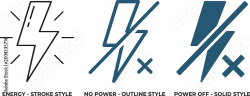 Electricity icons, ON and OFF icon