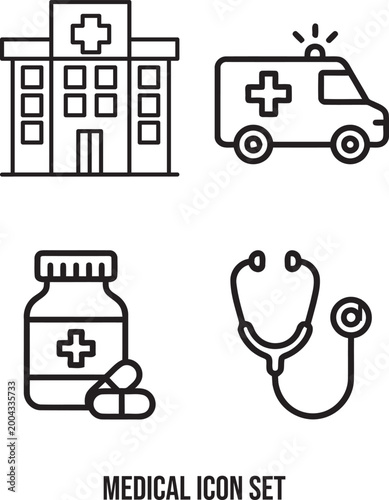 medical care out line icons