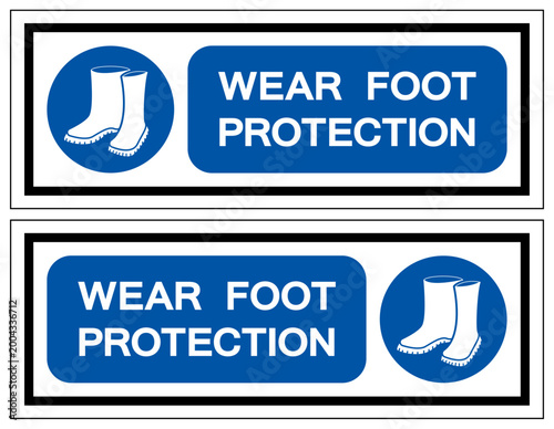Wear Foot Protection Symbol Sign,Vector Illustration, Isolated On White Background Label. EPS10