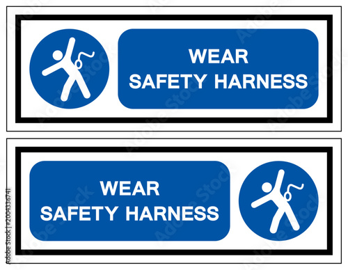 Wear Safety Harness Symbol Sign, Vector Illustration, Isolated On White Background Label. EPS10