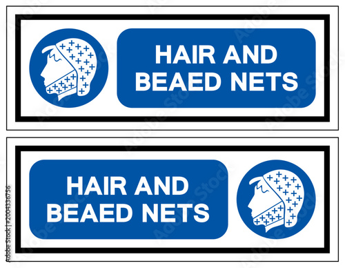 Wear Hair and Beard Nets Must Be Worn Symbol Sign ,Vector Illustration, Isolate On White Background Label. EPS10