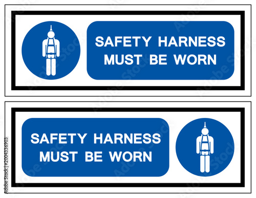 Safety Harness Required Symbol Sign, Vector Illustration, Isolated On White Background Label.EPS10