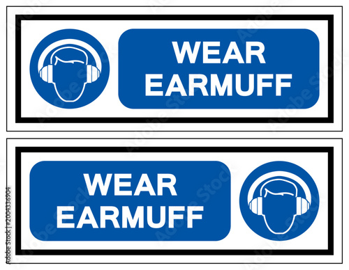Wear Earmuff Symbol Sign,Vector Illustration, Isolated On White Background Label.EPS10