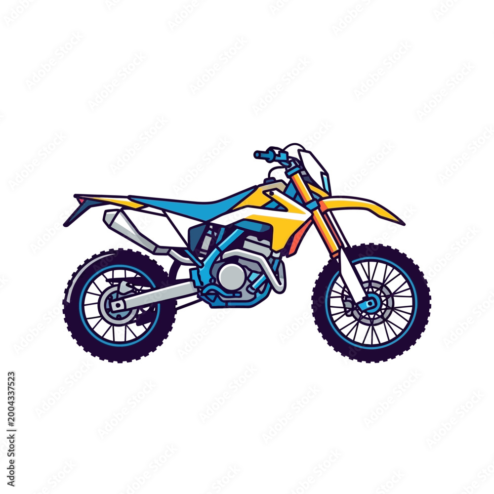 Fototapeta premium Enduro Motorcycle Vector Illustration - Off Road Dirt Bike