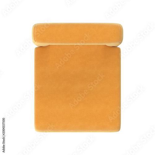 Foto Chunky Upholstered Dining Chair in Mustard Yellow Velvet Top View on White Backg