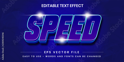 Speed Blue Neon Editable Text Effect for Futuristic Design