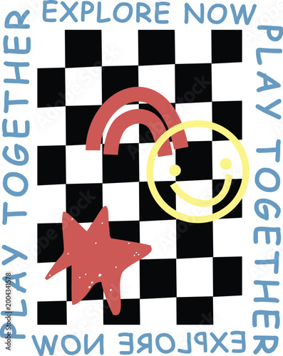 explore now smile print illustrations design