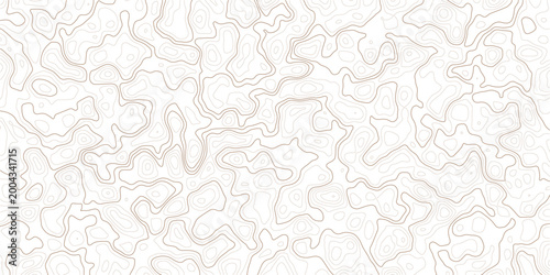 Bild auf Leinwand Topographic map design with brown contour lines on white background