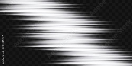 White speed rays, light neon flow, zoom in motion effect, silver glow speed lines, colorful light trails, stripes. Abstract background, vector illustration.