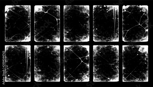 Grunge frame with overlay texture. Old dirty concrete background with cracks and scratches. Distressed grainy surface. Vintage urban backdrop. Scraped and stained design element. Vector illustration