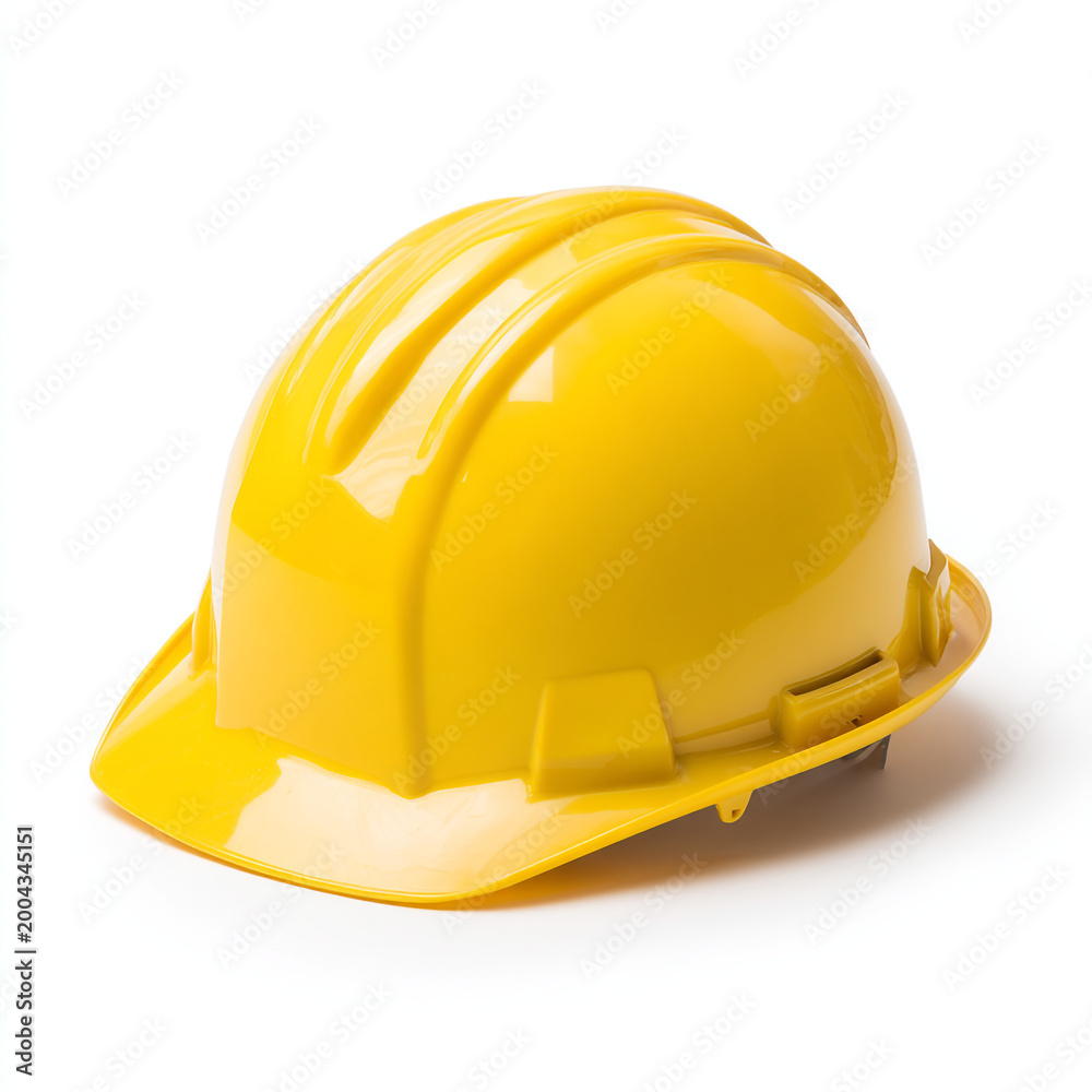 Fototapeta premium Yellow hard hat with personal protective equipment safety equipment heavy duty