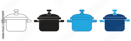 pressure cooker icon set, Outline Vector illustration.