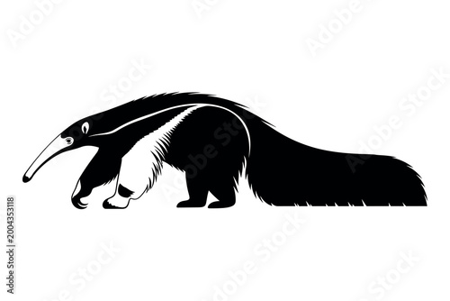 Photos Giant anteater silhouette a striking black and white illustration of a unique ma