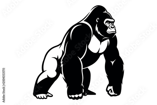 Photos Powerful gorilla silhouette a striking black and white illustration of primate s