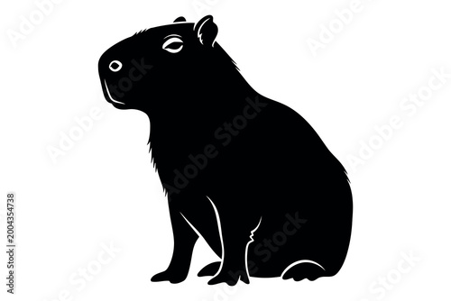 Fotografie Capybara silhouette a striking black outline of the world's largest rodent in a