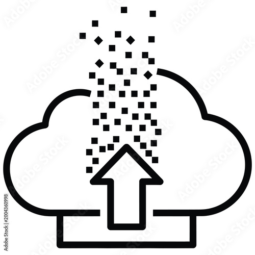 фотографія Cloud data upload icon with pixelation effect internet computing technology