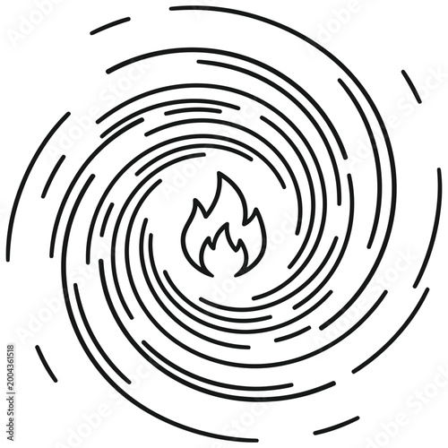 Photography Abstract fire vortex icon with swirling flame lines abstract firestorm