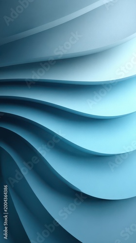 The image is a blue and white abstract design with a wave pattern